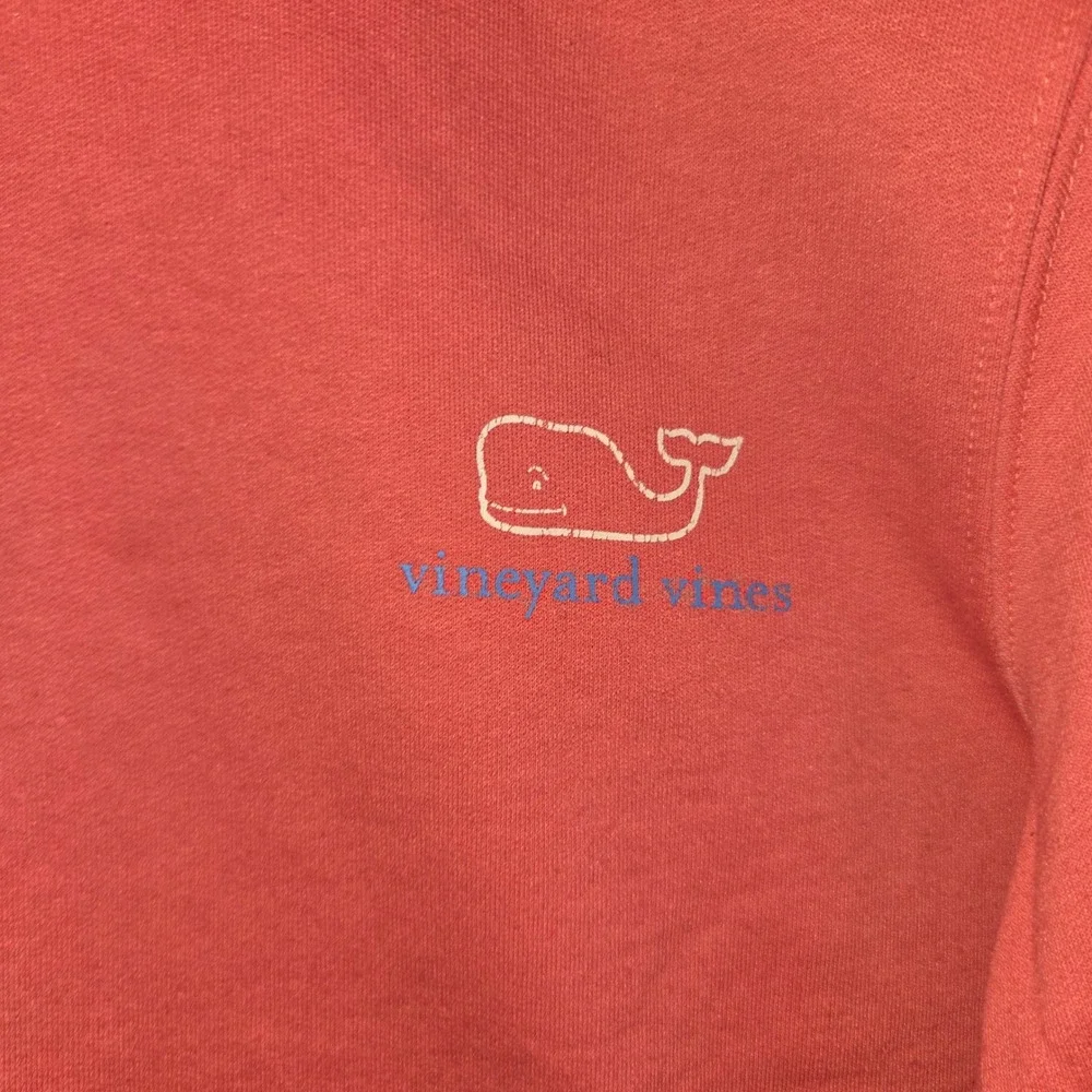 Vineyard Vines Pullover Medium Women Coral Pink Quarter Zip Whale Logo 1K0602 - Picture 3 of 11